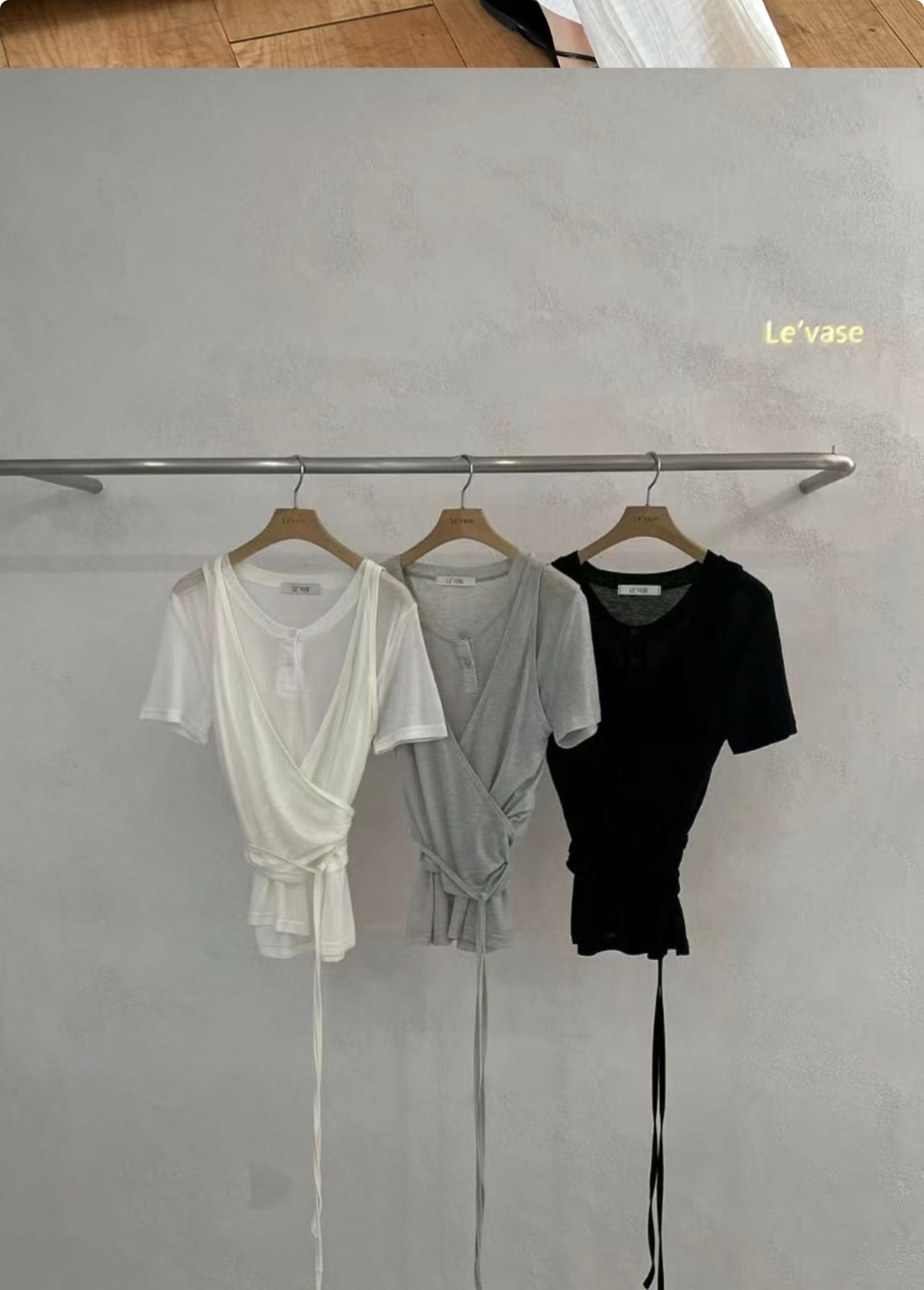 Korea 2-in-1 Wrap Layered Tee 🤎 Cami + Henley Set-Look