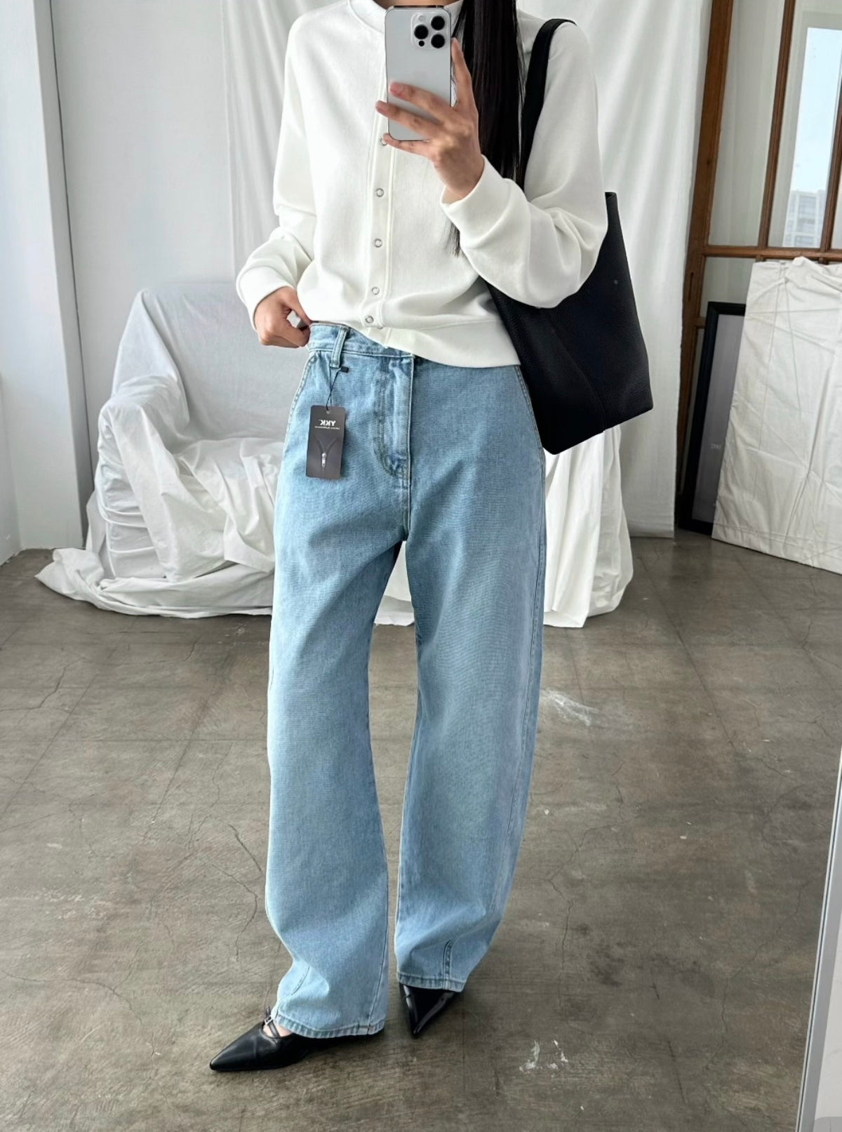 KARA KARA Wide-Leg Light Wash Jeans