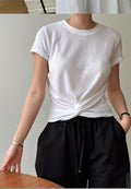 Twist-Front Crop Tee 🤍 Soft Knit Basic