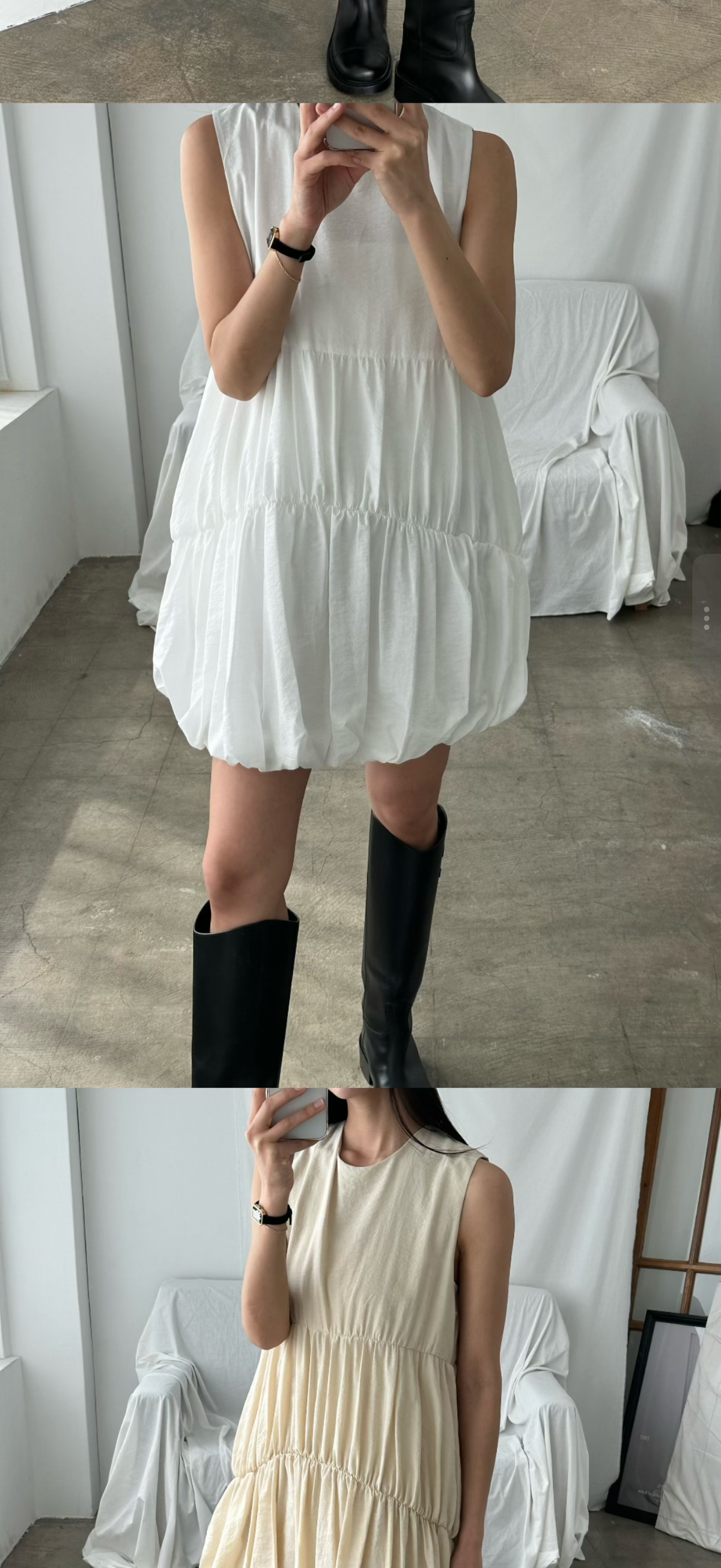 Korea Bubble Hem Tiered Sleeveless Dress 🤍 Puff Silhouette