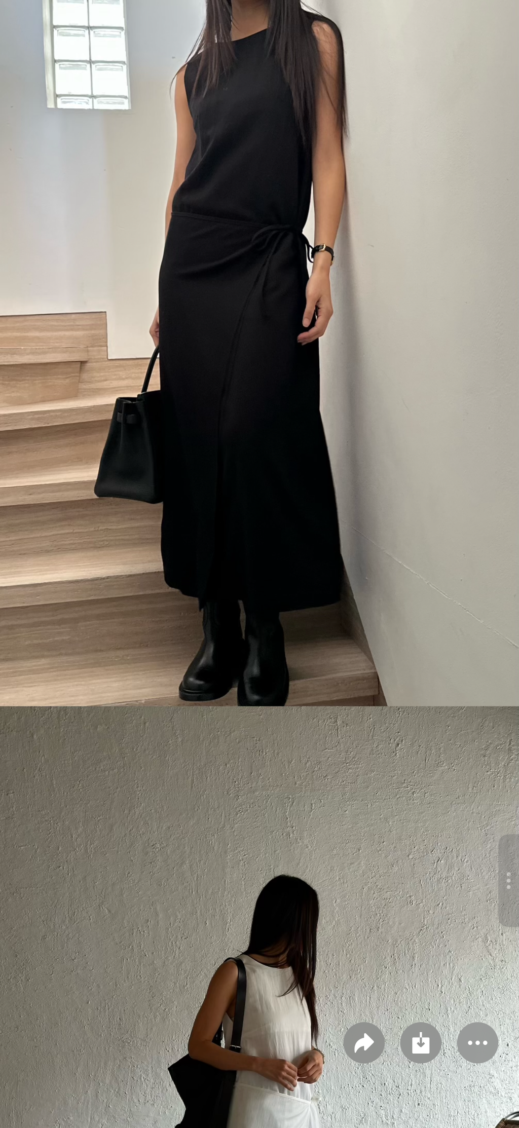 Sleeveless Wrap-Tie Maxi Dress | Side-Slit Layered Dress in Ivory, Khaki & Black 🤍🌿🖤  Made in Korea