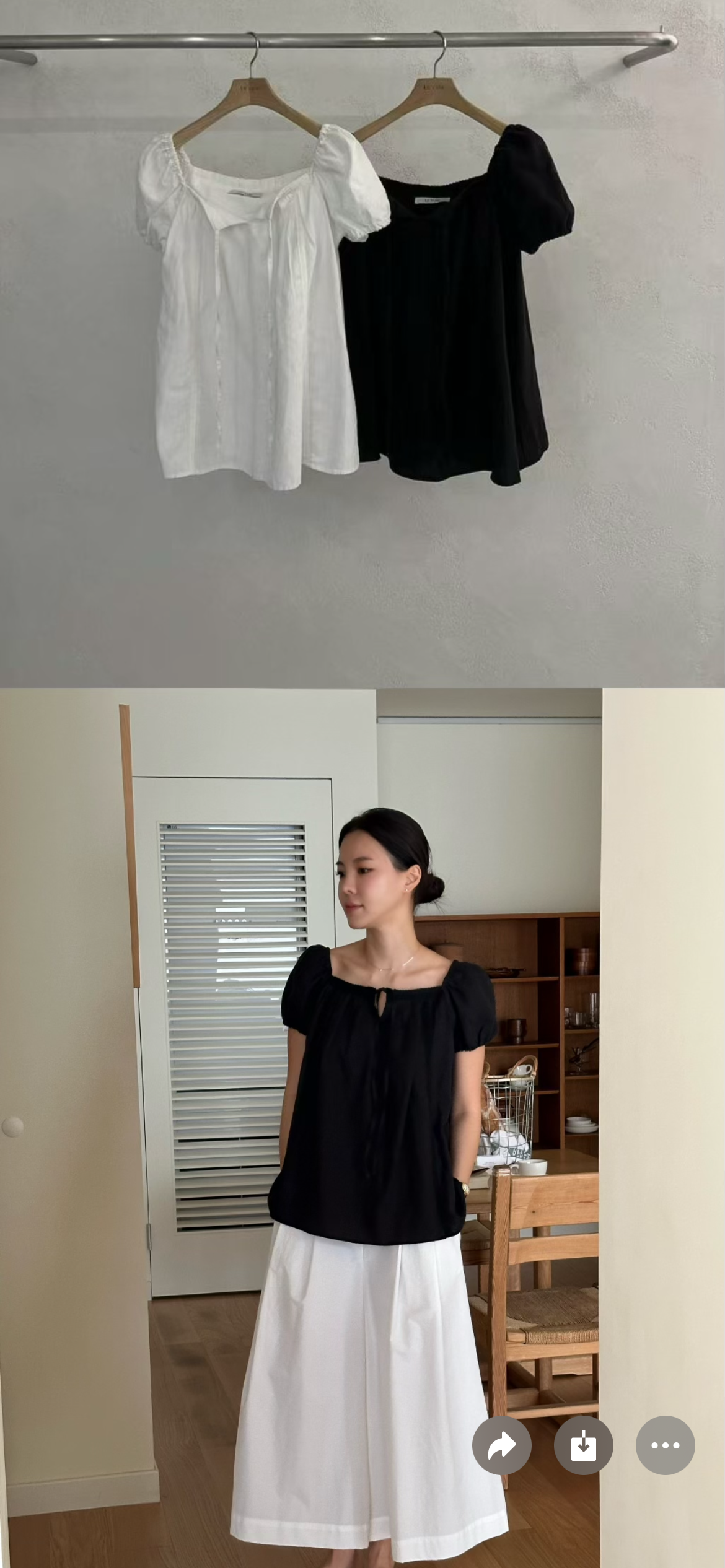 🤍🖤 Korea Puff Sleeve Square Neck Blouse | Available in White & Black | Babydoll Cotton Linen Top