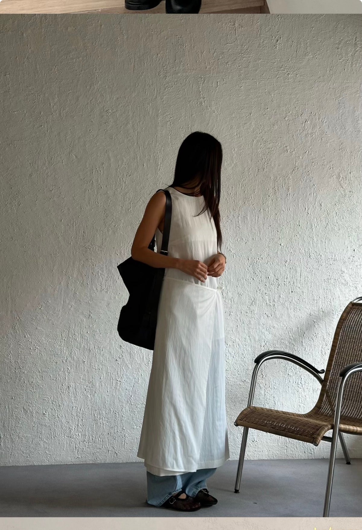 Sleeveless Wrap-Tie Maxi Dress | Side-Slit Layered Dress in Ivory, Khaki & Black 🤍🌿🖤  Made in Korea