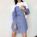 Korean Cotton Striped Shirt Dress